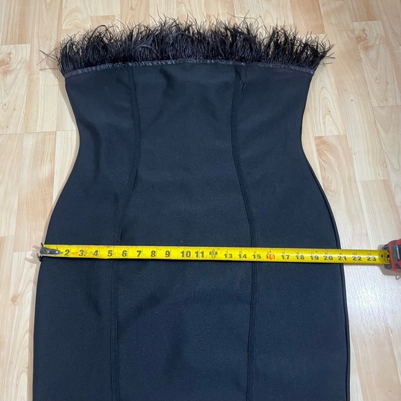 Fashion Nova Womens Black Body-con Feather Trim Above Knee Dress Size 1XL - Picture 4 of 8